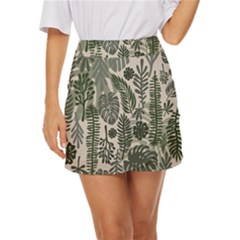 Plants Leaves Boho Botany Foliage Mini Front Wrap Skirt by Bedest