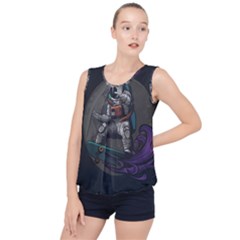 Illustration Astronaut Cosmonaut Paying Skateboard Sport Space With Astronaut Suit Bubble Hem Chiffon Tank Top by Ndabl3x