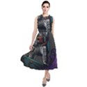 Illustration Astronaut Cosmonaut Paying Skateboard Sport Space With Astronaut Suit Round Neck Boho Dress View1