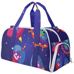 Cartoon Funny Aliens With Ufo Duck Starry Sky Set Burner Gym Duffel Bag by Ndabl3x