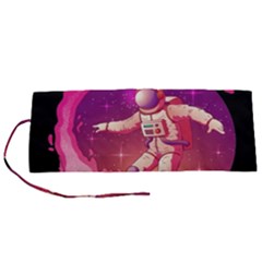 Astronaut Spacesuit Standing Surfboard Surfing Milky Way Stars Roll Up Canvas Pencil Holder (s) by Ndabl3x