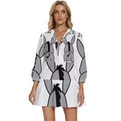 Donkey Ass Funny Nice Cute Floppy V-neck Placket Mini Dress by Sarkoni