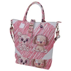 Paw Dog Pet Puppy Canine Cute Buckle Top Tote Bag by Sarkoni