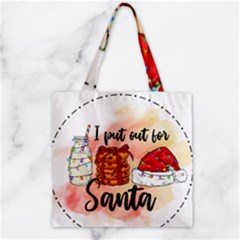 Santa Cookies Christmas Zipper Grocery Tote Bag by Sarkoni