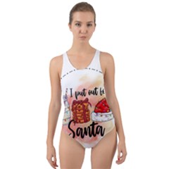 Santa Cookies Christmas Cut-out Back One Piece Swimsuit by Sarkoni