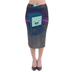 Bmo In Space  Adventure Time Beemo Cute Gameboy Velvet Midi Pencil Skirt by Bedest