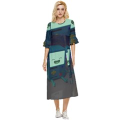 Bmo In Space  Adventure Time Beemo Cute Gameboy Double Cuff Midi Dress by Bedest