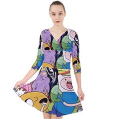 Adventure Time Finn  Jake Quarter Sleeve Front Wrap Dress by Bedest