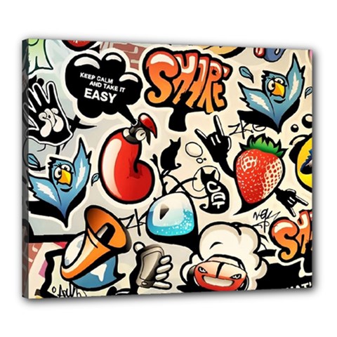 Art Book Gang Crazy Graffiti Supreme Work Canvas 24  X 20  (stretched) by Bedest