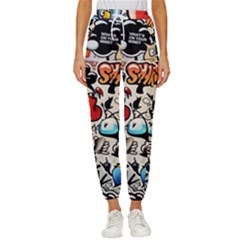 Comical Words Animals Comic Omics Crazy Graffiti Women s Cropped Drawstring Pants by Bedest