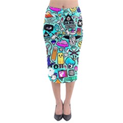 Graffiti Pop Art Crazy Retro Midi Pencil Skirt by Bedest