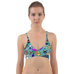 Graffiti Pop Art Crazy Retro Wrap Around Bikini Top by Bedest