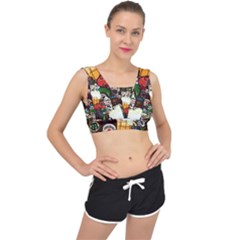 Graffiti Go Art V-back Sports Bra by Bedest