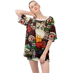 Graffiti Go Art Oversized Chiffon Top by Bedest
