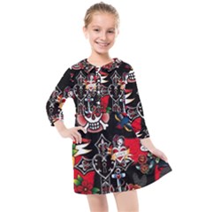Graffiti Tatoo Skate Art Boom Kids  Quarter Sleeve Shirt Dress by Bedest