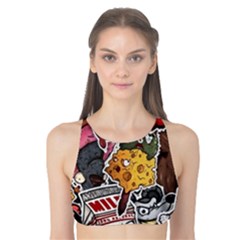 Stickerbomb Crazy Graffiti Graphite Monster Tank Bikini Top by Bedest