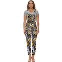 Boom Bang Art Crazy Drawing Graffiti Hello Retro Sayings Yellow Women s Pinafore Overalls Jumpsuit View1