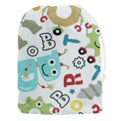 Seamless Pattern Vector With Funny Robots Cartoon Drawstring Pouch (3xl) by Hannah976