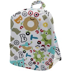 Seamless Pattern Vector With Funny Robots Cartoon Zip Up Backpack by Hannah976