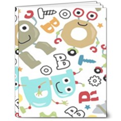 Seamless Pattern Vector With Funny Robots Cartoon 8  X 10  Hardcover Notebook by Hannah976