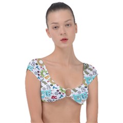 Seamless Pattern Vector With Funny Robots Cartoon Cap Sleeve Ring Bikini Top by Hannah976