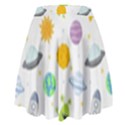 Seamless Pattern Cartoon Space Planets Isolated White Background High Waist Skirt View2