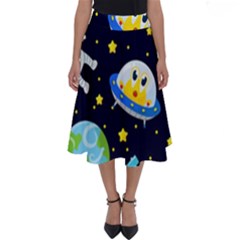 Space Seamless Pattern Illustration Perfect Length Midi Skirt by Hannah976