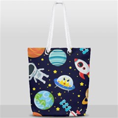 Space Seamless Pattern Illustration Full Print Rope Handle Tote (small) by Hannah976