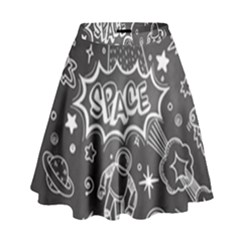 Vector Flat Space Design Background With Text High Waist Skirt by Hannah976