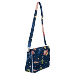 Seamless Pattern With Funny Aliens Cat Galaxy Shoulder Bag With Back Zipper by Hannah976