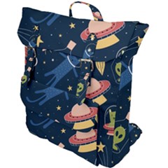 Seamless Pattern With Funny Aliens Cat Galaxy Buckle Up Backpack by Hannah976