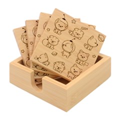 Set Kawaii Smile Japanese Dog Akita Inu Cartoon Bamboo Coaster Set by Hannah976
