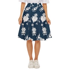 White Robot Blue Seamless Pattern Classic Short Skirt by Hannah976