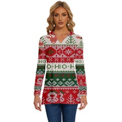 Ugly Sweater Merry Christmas  Long Sleeve Drawstring Hooded Top by artworkshop