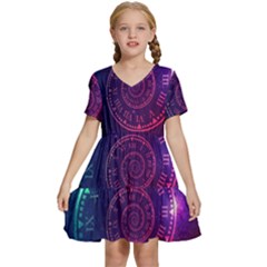Time Machine Kids  Short Sleeve Tiered Mini Dress by Hannah976