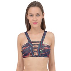 Dessert Storm Wave  pattern  Cage Up Bikini Top by coffeus