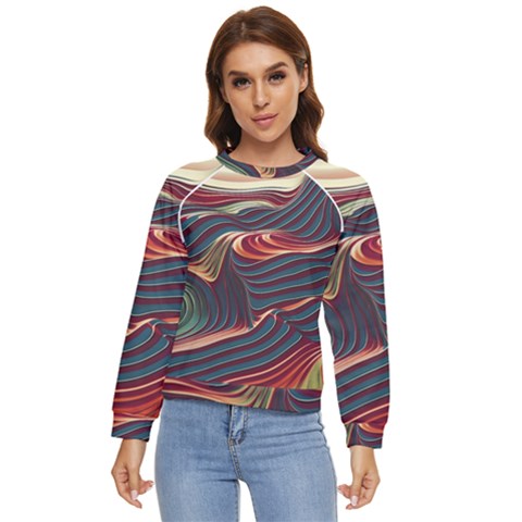 Dessert Storm Wave  pattern  Women s Long Sleeve Raglan T-shirt by coffeus