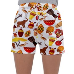 Africa Jungle Ethnic Tribe Travel Seamless Pattern Vector Illustration Sleepwear Shorts by Hannah976