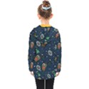 Monster Alien Pattern Seamless Background Kids  Double Breasted Button Coat View2