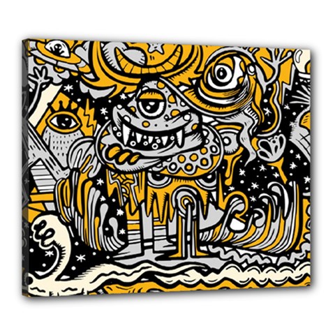 Crazy Abstract Doodle Social Doodle Drawing Style Canvas 24  X 20  (stretched) by Hannah976