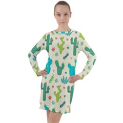 Outer Space Seamless Background Long Sleeve Hoodie Dress by Hannah976