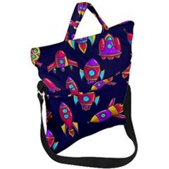Space Patterns Fold Over Handle Tote Bag by Hannah976