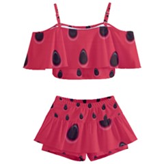 Seamless Watermelon Surface Texture Kids  Off Shoulder Skirt Bikini by Hannah976