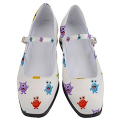 Seamless Pattern Cute Funny Monster Cartoon Isolated White Background Women s Mary Jane Shoes by Hannah976