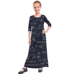 Mathematical Seamless Pattern With Geometric Shapes Formulas Kids  Quarter Sleeve Maxi Dress by Hannah976