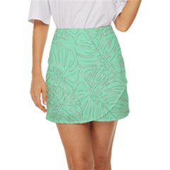 Ocean Monstera Mini Front Wrap Skirt by ConteMonfrey
