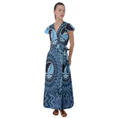 Grateful Dead Butterfly Pattern Flutter Sleeve Maxi Dress by Bedest