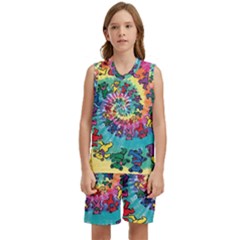 Grateful Dead Bears Tie Dye Vibrant Spiral Kids  Basketball Mesh Set by Bedest