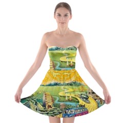 Grateful Dead Golden Road Strapless Bra Top Dress by Bedest
