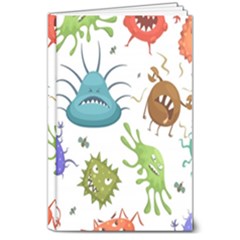 Dangerous Streptococcus Lactobacillus Staphylococcus Others Microbes Cartoon Style Vector Seamless P 8  X 10  Hardcover Notebook by Ravend